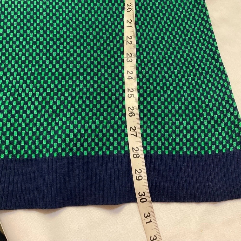 Cable & Gauge Green Navy Textured Knit Tunic Sweater Lace-Up Neck Size L NWT